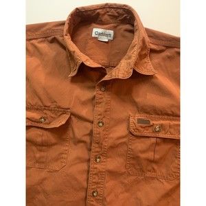Carhartt Mens XL Short Sleeve Twill Work Shirt Orange Button Down 100% Cotton